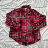 Victoria's Secret Red Green Plaid Flannel Pajama Top Pjs Womens XS Holiday Photo 0