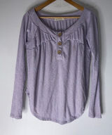 We The Free Free People‎ Must Have Henley Waffle Knit Long Sleeve Top in Lilac Size Small Photo 0