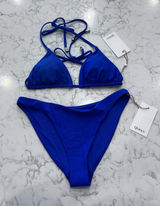 NWT Quince Electric Blue Italian Triangle Bikini Top & Low Rise Bottoms Size XS Photo 0