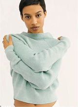 FREE PEOPLE Too Good Pullover in‎ Mint Green Mockneck Photo 0
