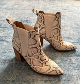 Steve Madden Cream Brown Snake Print Knoxi Pointed Toe Booties Size 8.5 Photo 0