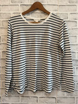 Women’s H&M black and white stripe long sleeve shirt Medium Photo 0