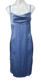 NEW WeWoreWhat Blue Satin Sleeveless Cowl Neck Cami Camisole Tank Slip Dress XL Photo 0