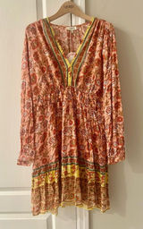 Umgee Floral Bohemian Dress in Pink and Yellow Size Large Photo 0