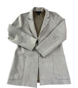 Joan Vass New York Faux Leather Blazer Women S Tan Open Front Faux Suede‎ Career Photo 0