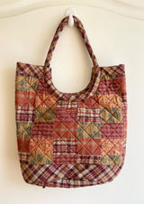 Bella Taylor Quilted Patchwork Tote Bag Red Colors Plaid Striped Paisley Handbag Photo 0