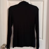 Express Fitted Mock Neck Double Layer Black Long Sleeve Tee Size Medium Photo 0