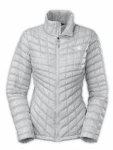 The North Face Thermoball Quilted Puffer Jacket Womens Small Silver Full Zip TNF Photo 0