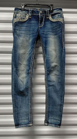 Rock Revival Ferry Skinny Jeans Size 27 Blue Low Rise Y2K Festival Retro Denim Photo 0