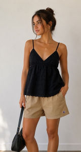 Black Eyelet Babydoll Cami Top – Lightweight and stylish Size M Photo 0
