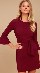 Lulus Last Love Song Tie-Waist Dress in Burgundy Size Small Photo 0