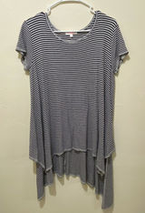 Marvenie Navy & White Stripe Tunic Dress Size Medium M Short‎ Sleeves Womens Photo 0