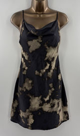 Urban Outfitters Satin Cowl Neck Slip Dress Black Bleach Wash Mini Dress Photo 0