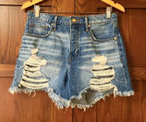 Good American Blue Distressed Jean Shorts Photo 0