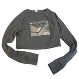 Gymshark Black Cropped Long Sleeve‎ Thumbhole Athletic Top Medium Photo 0