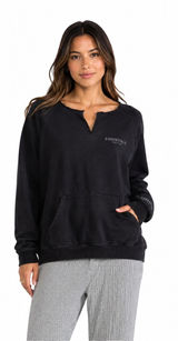 Fear of God -877 Essentials Black Raw Cut Notch Neck Sweatshirt‎ Logo FOG XL Photo 0