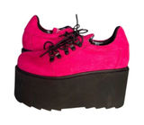 LA MODA Hot Pink Platform Shoes Touch The Sky Sneakers Vegan Suede Size 10 US 8 Photo 0