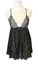 Victorias Secret Black Lace Floral Baby Doll Lingerie Slip Dress Womens Med NWOT Photo 0