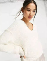We The Free Free People Theo V Neck Sweater Cream Textured Knit XL OB1368374 Photo 0