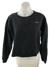 Realisation Womens Black Logo Long Sleeve Fleece Sweater Sweatshirt Top Sz S Photo 0
