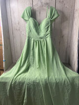 Formal Dress Womens 12 Sage Green Chiffon Lace Up Corset Back Layered Maxi Gown Photo 0