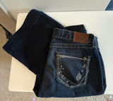 BKE Brie Flared Bootcut Trouser Style Jean Dark Wash Sequin Detail High Waist 28 Photo 0