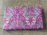 Banana Republic‎ purple/gray floral 100% silk envelope clutch Photo 0