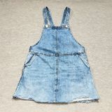 BLANKNYC Acid Wash Denim Overall Dress Blue Distressed Frayed Mini Sz 25 Classic Photo 0