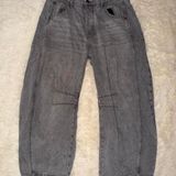 We The Free Good Luck Mid Rise Barrel Jeans in Falcon Grey Size 28 NWOT Photo 0