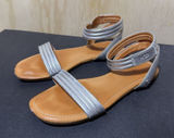 UGG‎ Women's Ethena silver leather flat ankle strap sandals Size 8 Photo 0