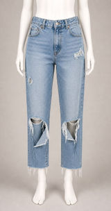 American Eagle Curvy Mom Jeans Light Wash Distressed High Rise Blue Denim 26x26 Photo 0
