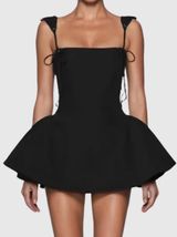 Innovare Denim Black Corset Lace Up Fit & Flare Mini Dress Photo 0