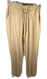 Shinestar L Women's Tan Joggers Lightweight Drawstring Waist Casual Pants Photo 0
