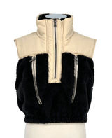 Hyfve Two-Tone Sherpa Fleece Nylon Vest Half Zipper Black Cream Size Small NWT Photo 0
