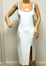 New Likely White Dressy MIDI Dress Lined with beaded trim size 10 Photo 0