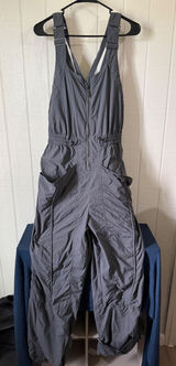 Free People FP Movement Hot Shot Jumpsuit Charcoal Gray Large Zip Front Romper Photo 0