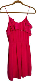 Rebecca Taylor Pink Silk Sequin Ruffle Spaghetti Strap Sleeveless Mini‎ Dress 0 Photo 0