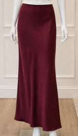 Zara Womens Midi Skirt Burgundy Satin Slip Bias Cut Small Photo 0