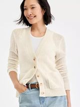 Charter Club Soft Cream Pointelle Boyfriend Cardigan 100% Cashmere Sweater SZ XL Photo 0