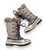 Sorel Tofino Tall Gray Waterproof Lace Up Distressed Faux‎ Fur Snow Boots Sz 7.5 Photo 0