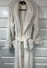 Soma Robe long plush cream fleece lined belted Faux Fur Cozy Classy Elegant S/M Photo 0