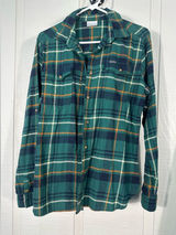Columbia Women’s Green Plaid Flannel Top Size Large EUC Photo 0
