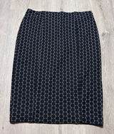 ELLE Womens Black White Honeycomb‎ Geometric Dot Stretch Pencil Skirt Medium M Photo 0