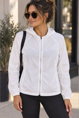 Fooxmet Lightweight White Hooded Windbreaker Jacket - Women Size-Medium Photo 0