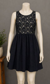 Rewind Navy Lace Skater Dress Large Y2K‎ Coquette Aesthetic Romantic Goth Chic Photo 0