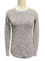 LOFT Marled Knit Crewneck Sweater Women's XS Brown Cream Cotton Blend Photo 0