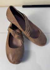 NWOT Abeo Talia Earthy Flats 7.5 Mary Jane‎ Leather Brown Comfort Minimalist Photo 0