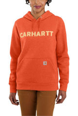 Carhartt Relaxed Fit Midweight Logo Graphic Sweatshirt Women Large Orange Hoodie Photo 0