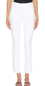 Good American Good Straight High Rise Raw Hem White Jeans Size 4/27‎ Photo 0