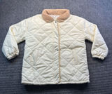 Womens Cream Diamond Quilted Puffer Jacket Tan Fleece Collar Casual Preppy Small Photo 0
